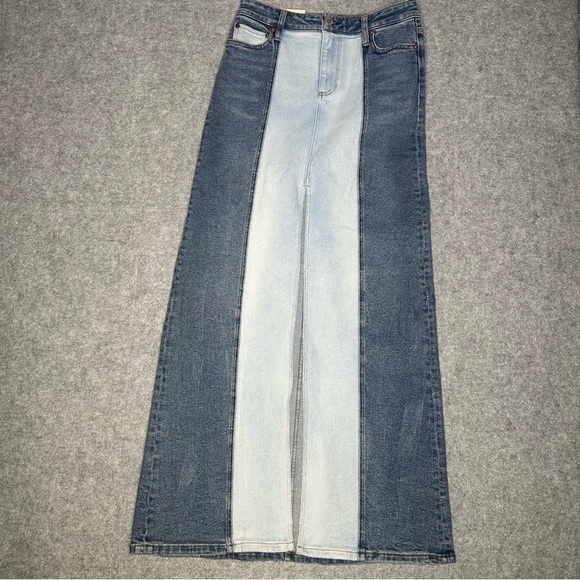 Alice+Olivia Rye Two-Tone Denim Maxi Skirt. Sz:  25/XS - Picture 4 of 9